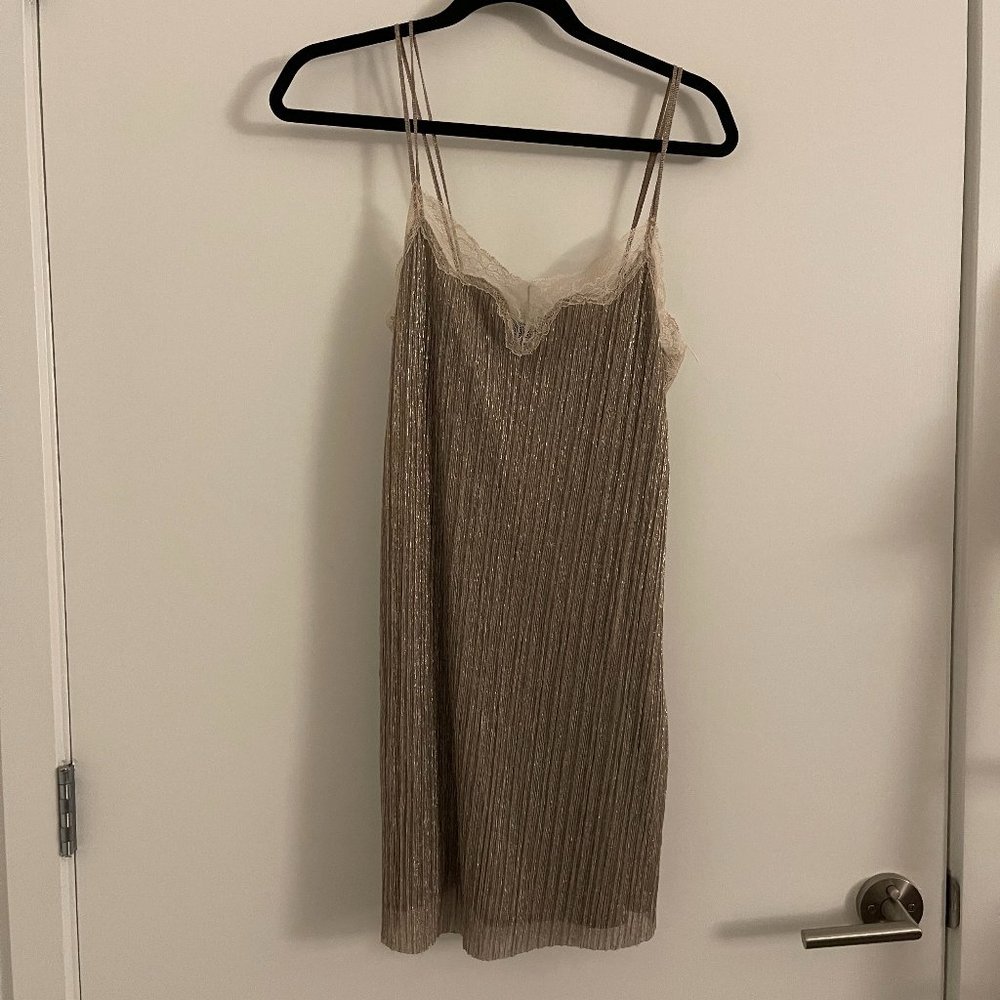 New Zara Metallic Lace Slip Dress Size Medium